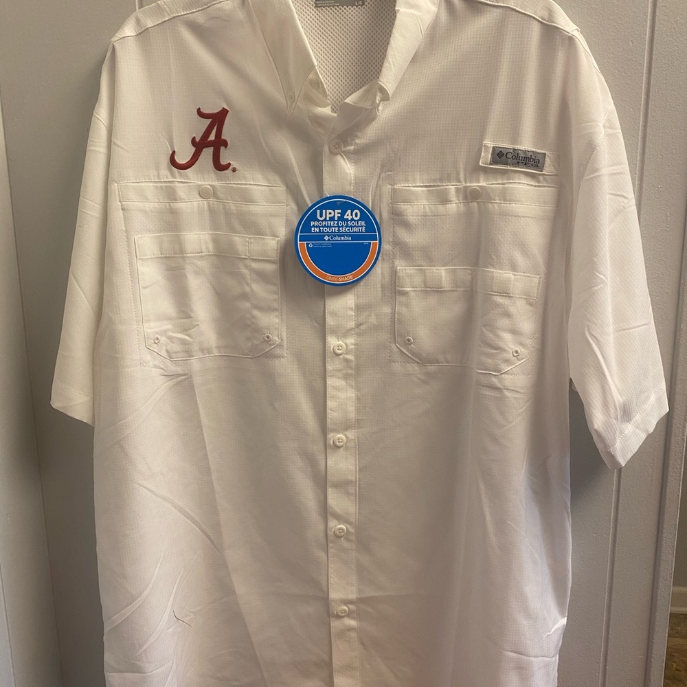 Columbia Men's White Shirt with Alabama Logo nwt size large